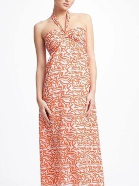 Steele the Label - Strapless Halter Orange Print Maxi Dress